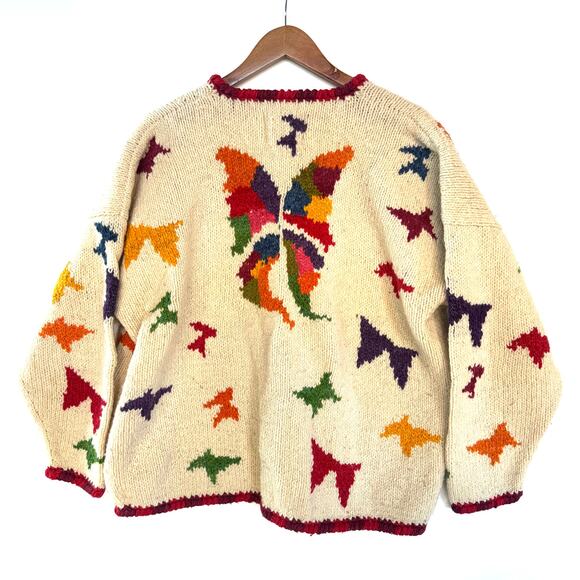 Price reduced! Vintage Amano Cardigan Bolivia 100% Wool sweater with butterflies - Picture 2 of 8
